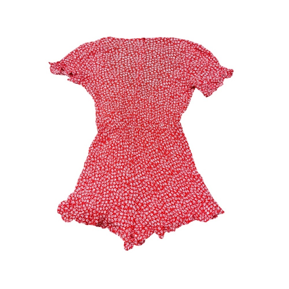 Princess Polly Poppy Moore Floral Wrap Romper | Red & White Floral Mini Playsuit - Picture 6 of 8